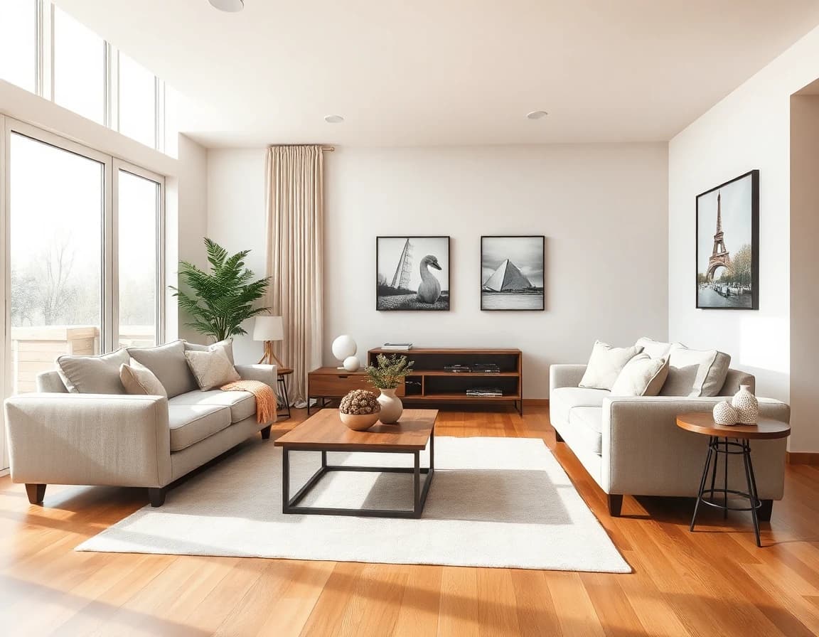 AI Living Room Design - AI interior design app example showing a beautiful living room transformation