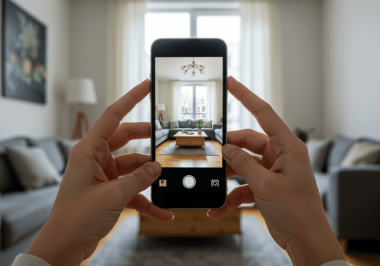 Snap a Photo - AI interior design app step 1 showing how to transform your room