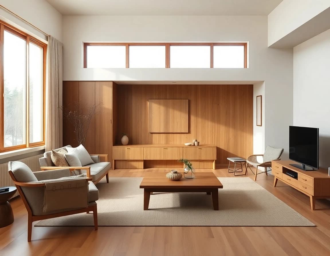 Japandi interior design style - AI home design app example showing a beautiful japandi room