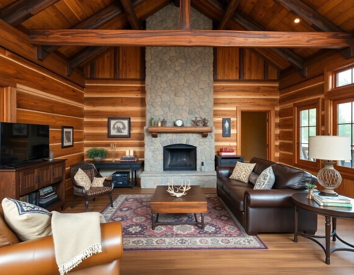 Rustic interior design style - AI home design app example showing a beautiful rustic room